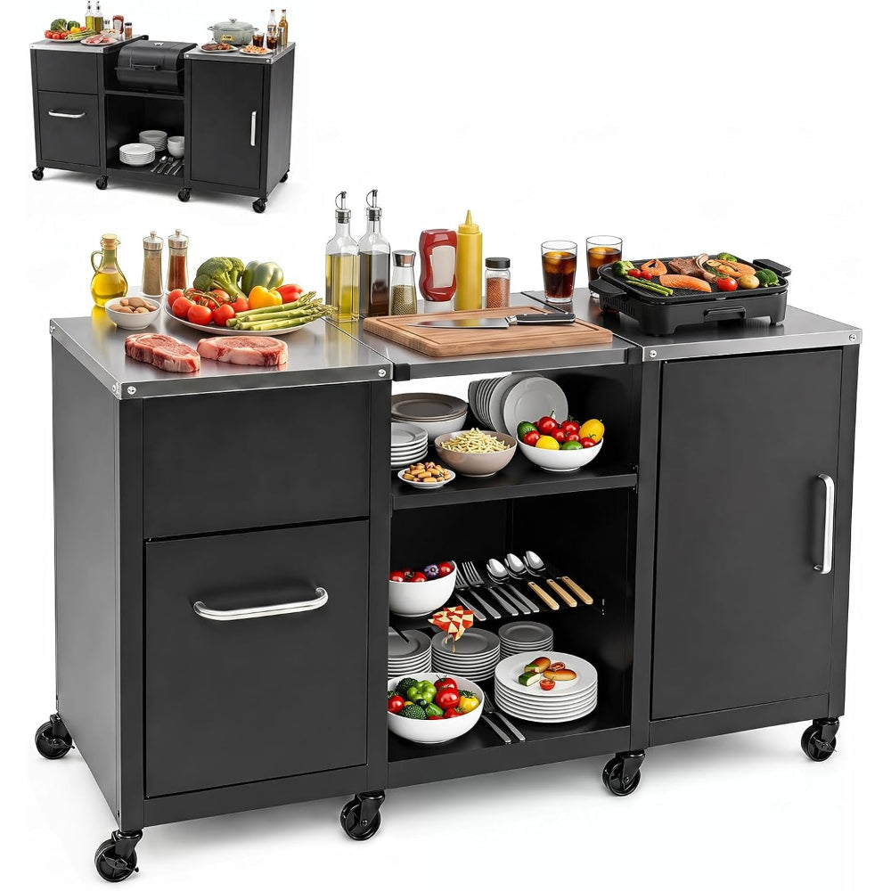 Outdoor BBQ Prep Station Table