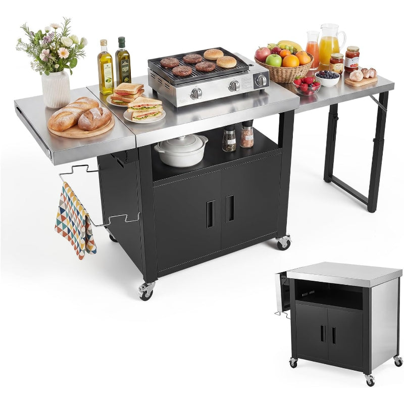 Mobile Stainless Steel BBQ Grill Cart