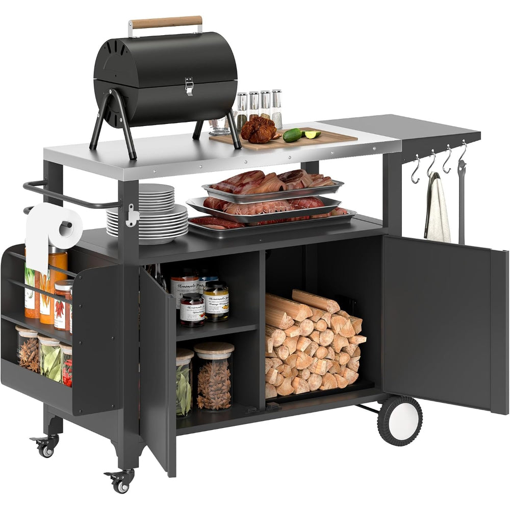 Rolling Stainless Steel Prep Grill Cart
