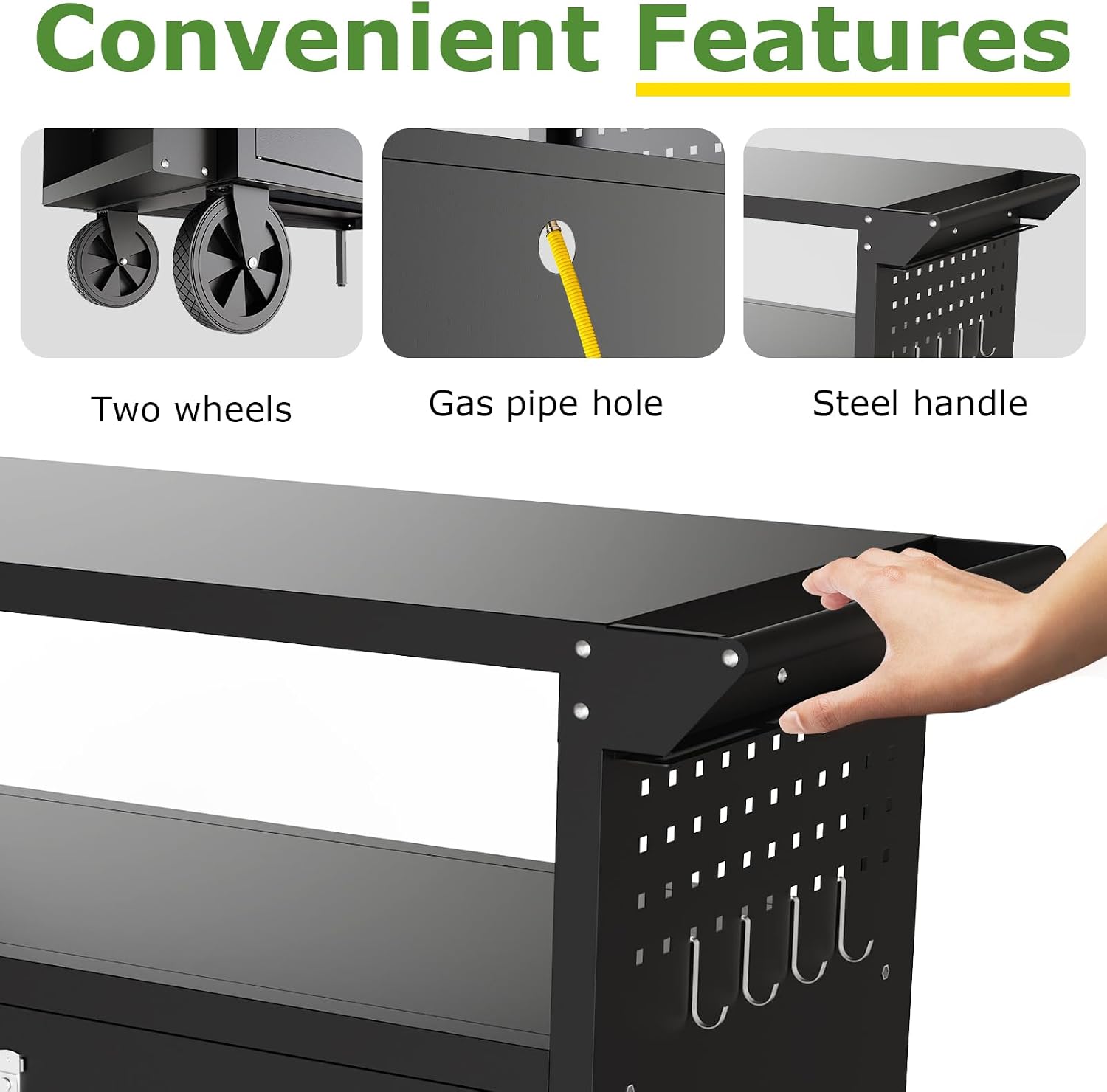 Mobile Outdoor BBQ Grill Cart Table