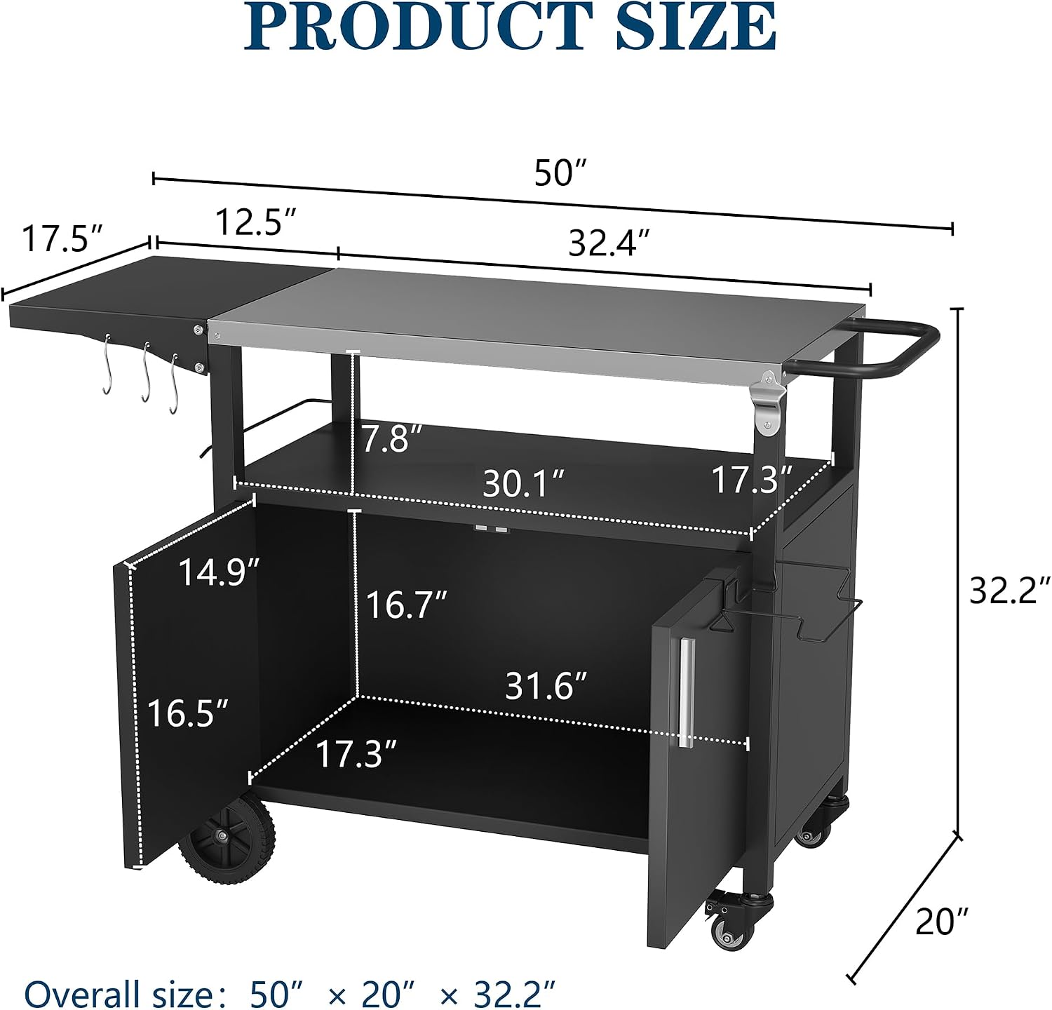 Mobile Outdoor BBQ Prep Grill Cart