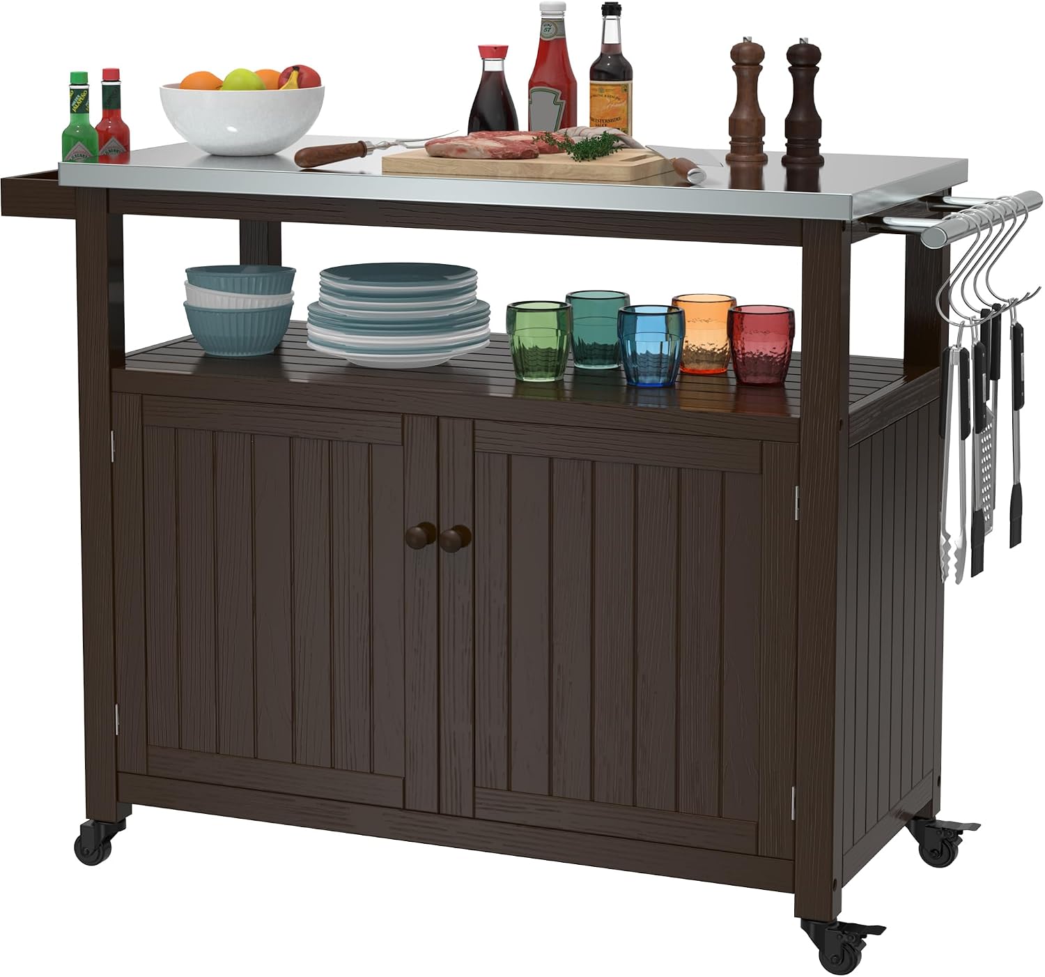 Rolling Outdoor BBQ Prep Table