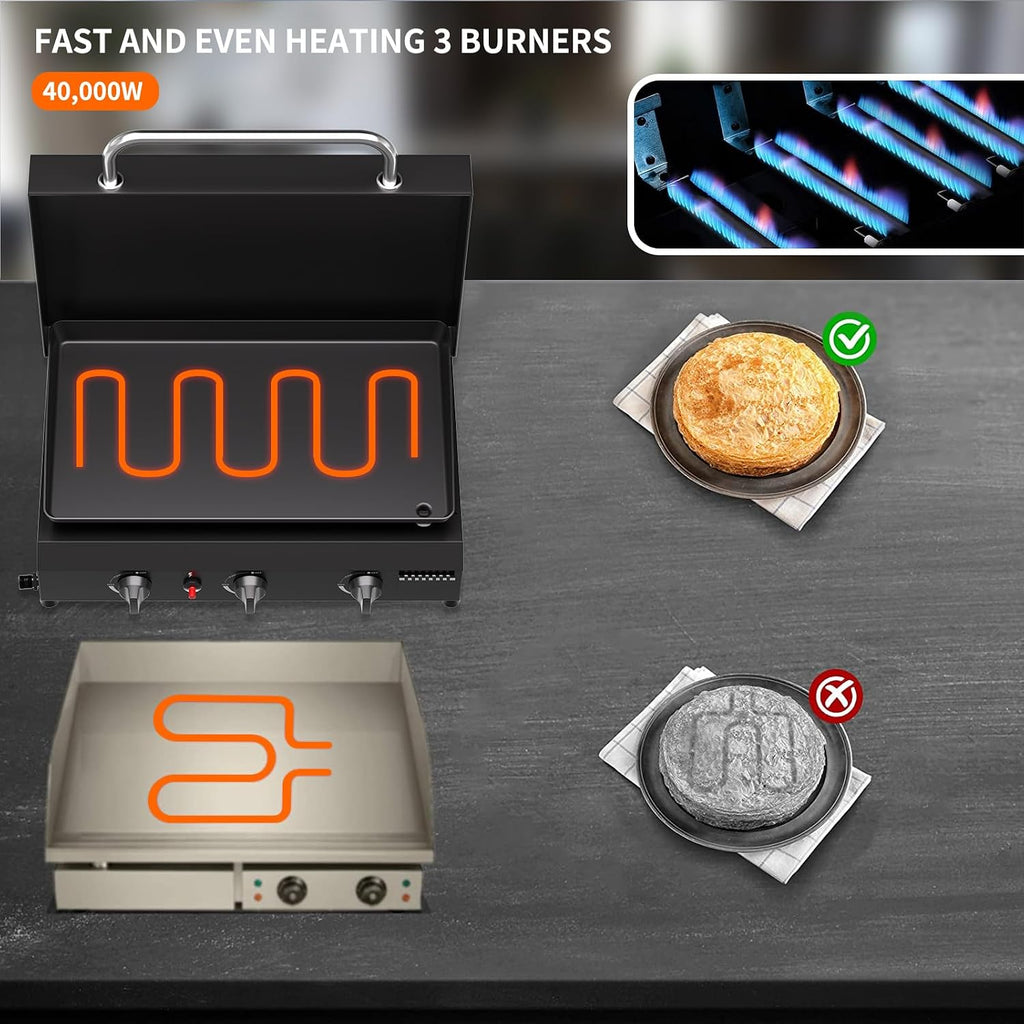 3 Burner Portable Gas Griddle