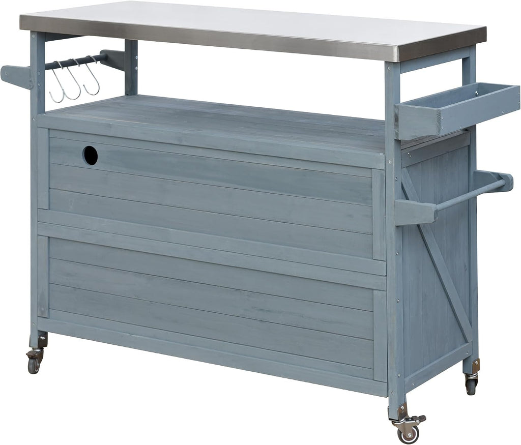 Rolling Outdoor BBQ Prep Cart