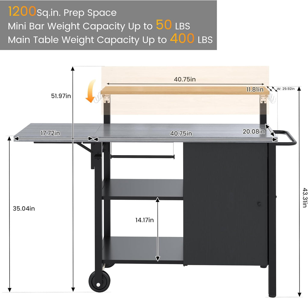 Rolling Stainless Steel BBQ Prep Cart