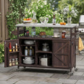 Wheeled Outdoor Grill Cart Island