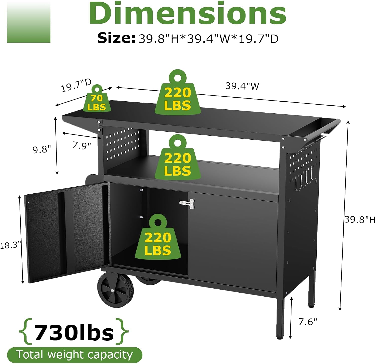 Mobile Outdoor BBQ Grill Cart Table