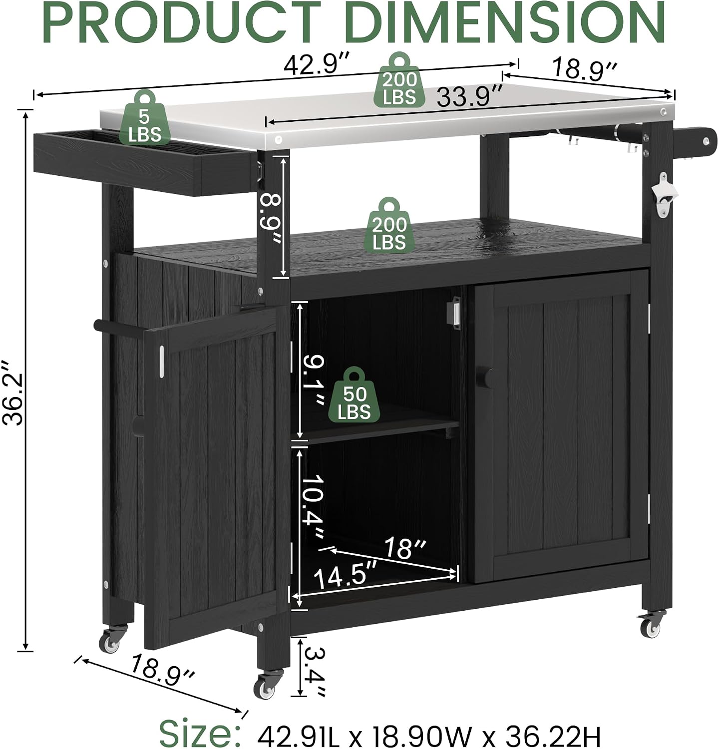 Mobile HIPS Outdoor BBQ Prep Cart