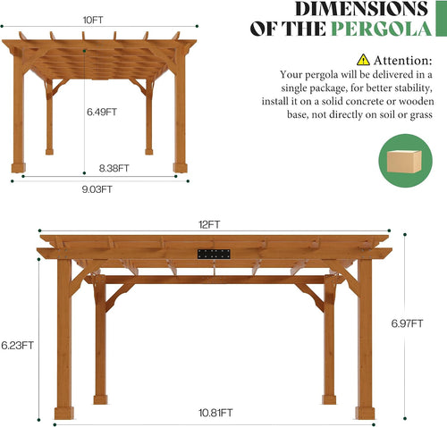 Cedar Wood Slatted Patio Pergola