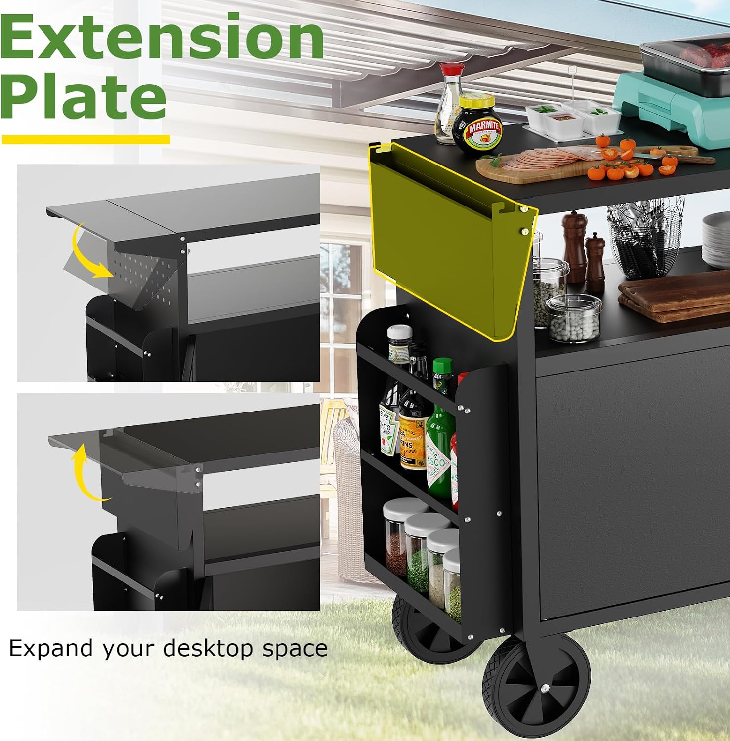 Mobile Outdoor BBQ Grill Cart Table