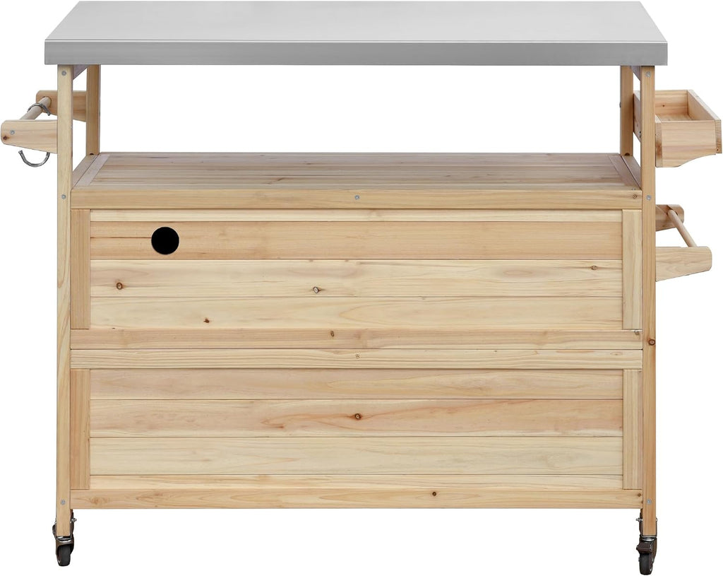 Rolling Outdoor BBQ Prep Cart