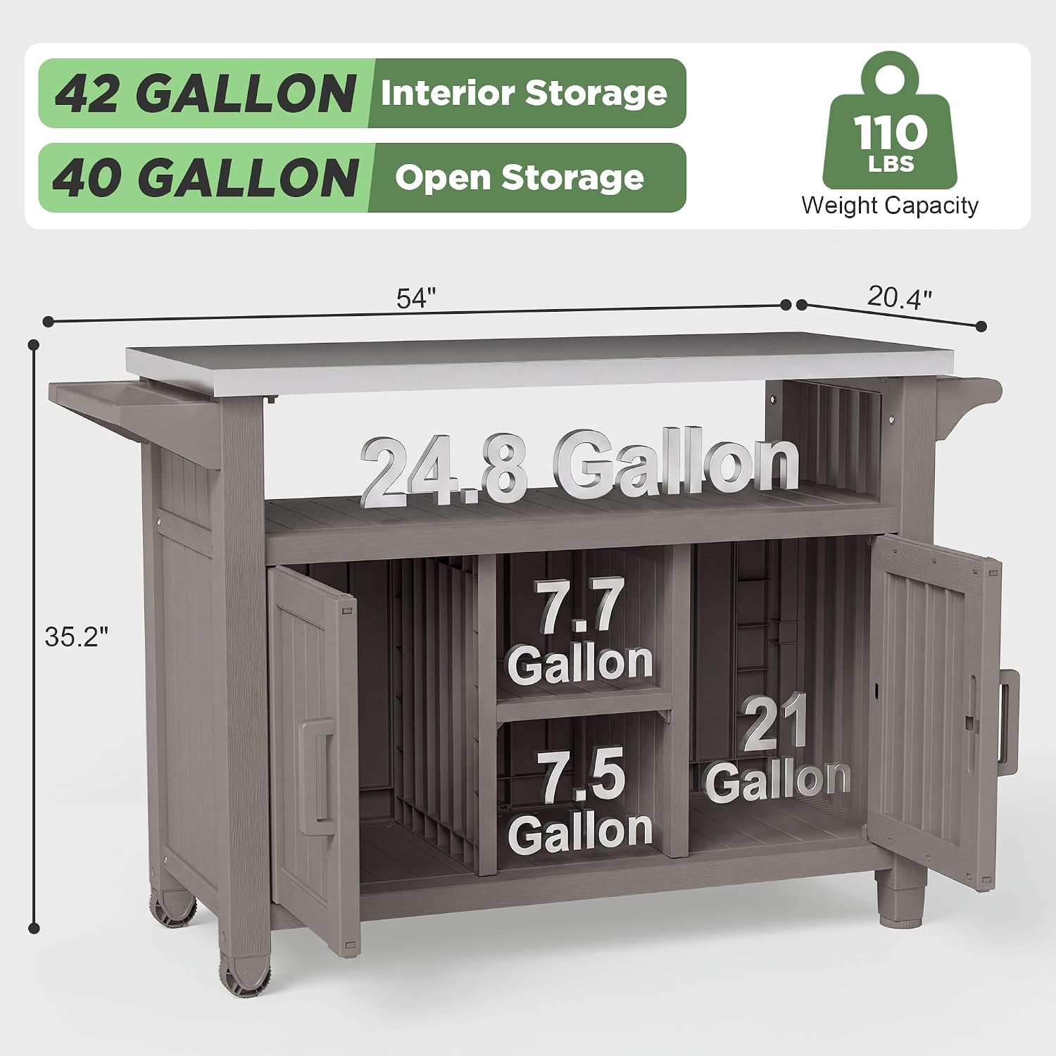 Wheeled Outdoor Grill Cart