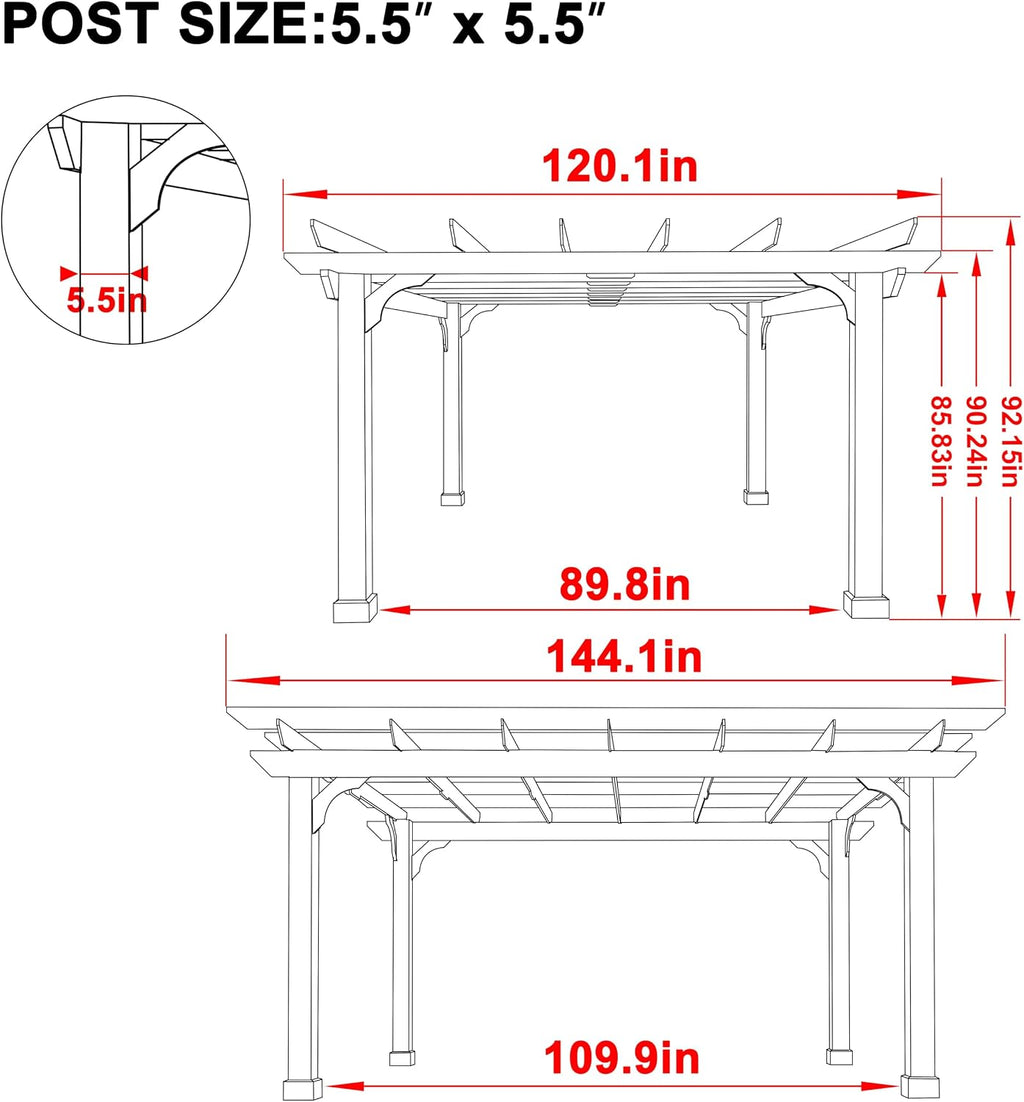 Cedar Wood Outdoor Patio Pergola