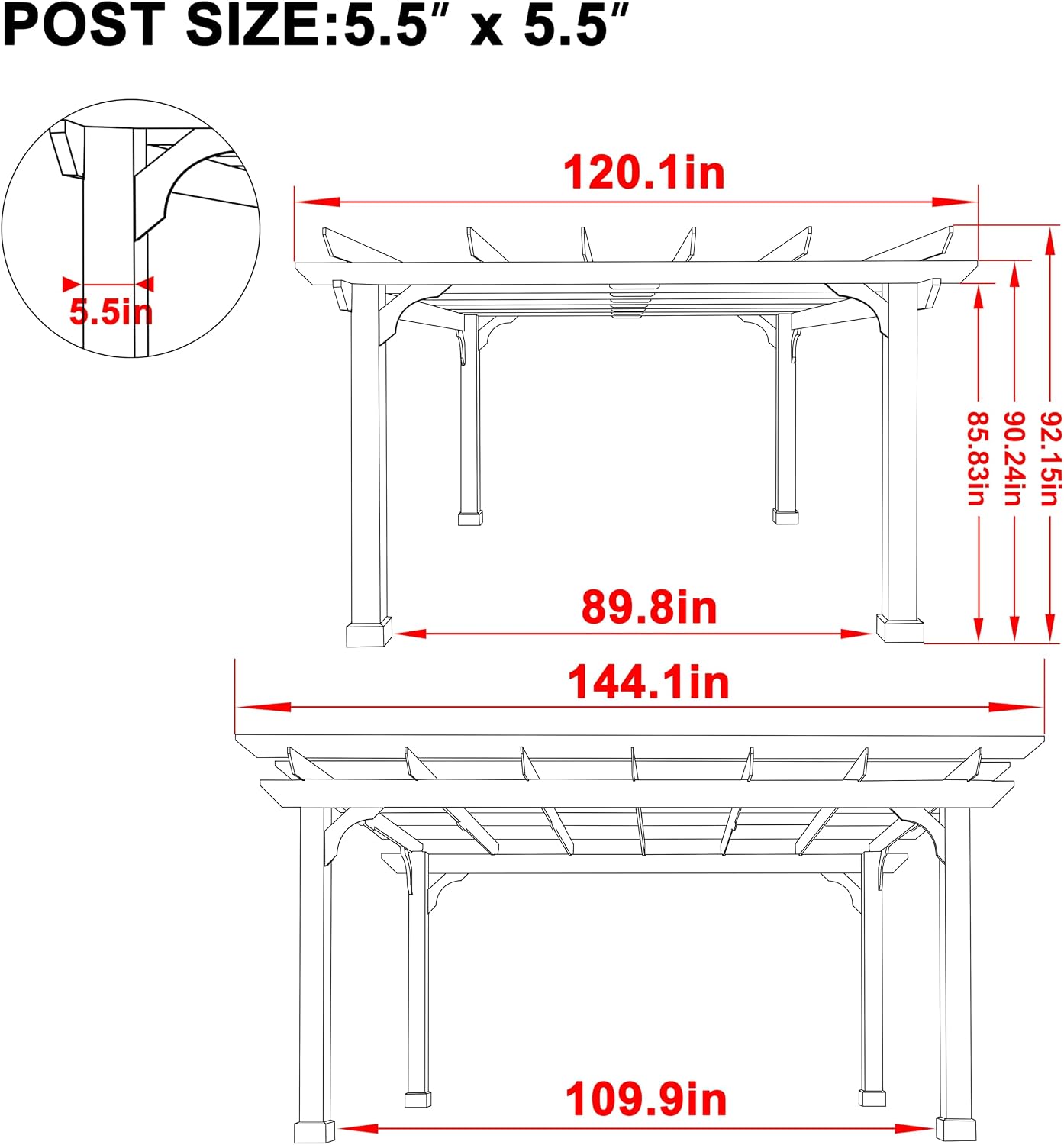 Cedar Wood Outdoor Patio Pergola