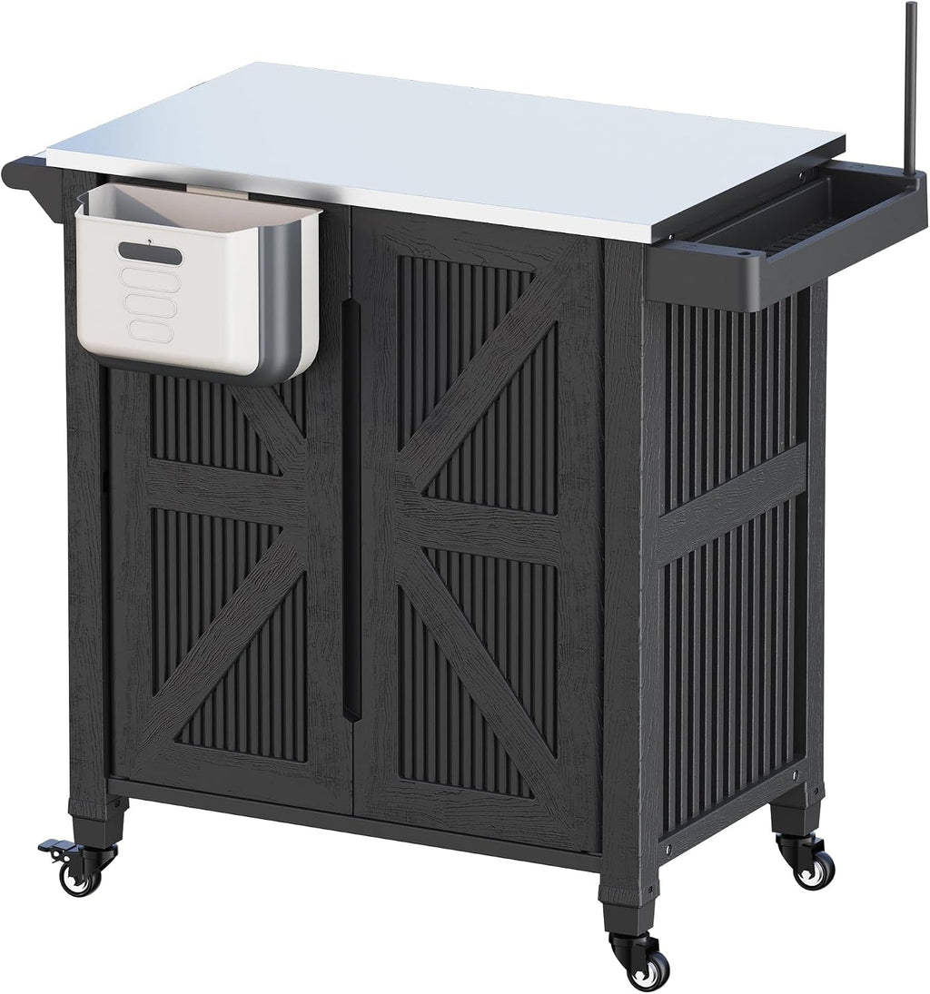 Rolling BBQ Prep Cart Stainless Steel