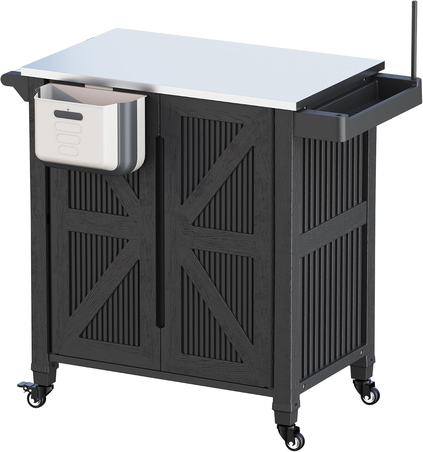 Rolling BBQ Prep Cart Stainless Steel