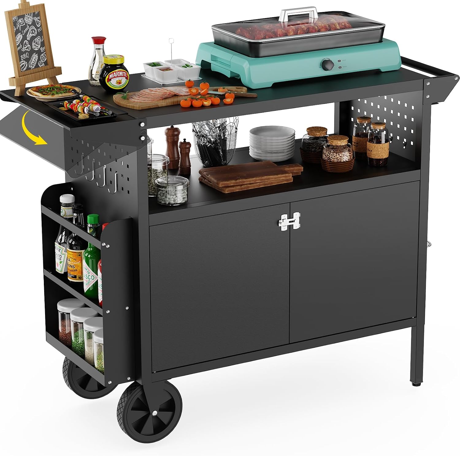 Mobile Outdoor BBQ Grill Cart Table