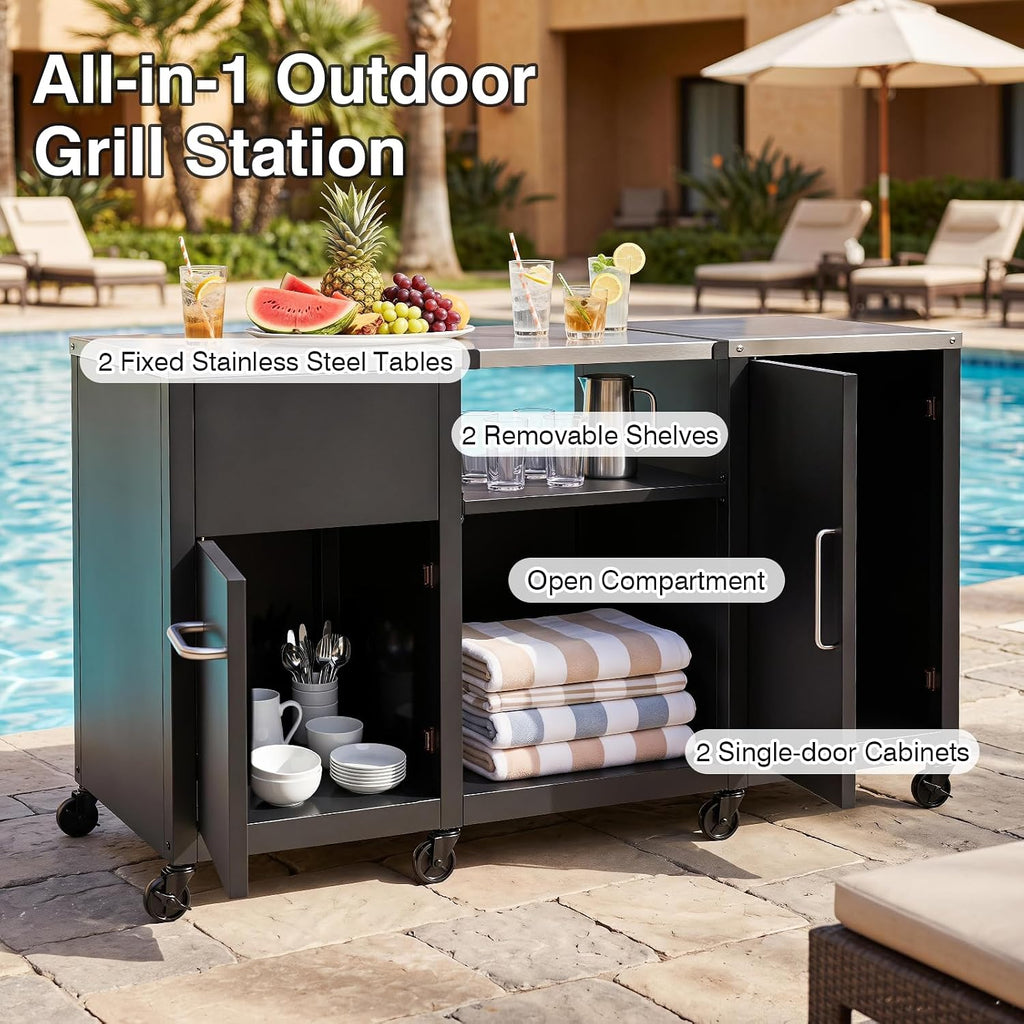 Outdoor BBQ Prep Station Table