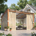 Wood Patio Pergola with Curtain Netting