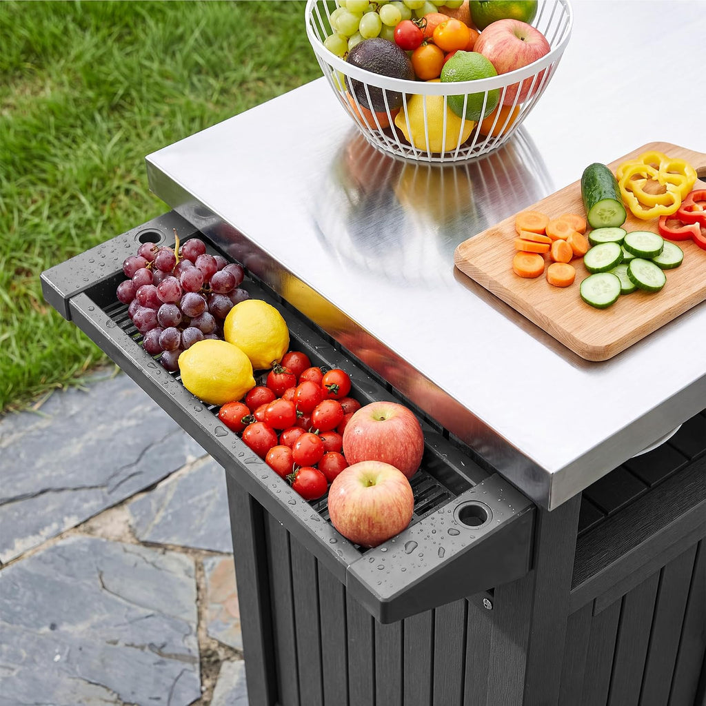 Rolling Outdoor BBQ Prep Cart