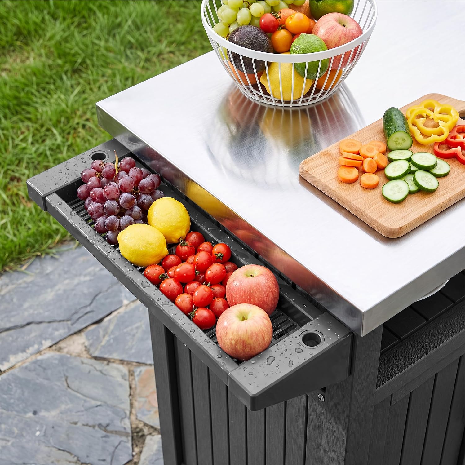 Rolling Outdoor BBQ Prep Cart