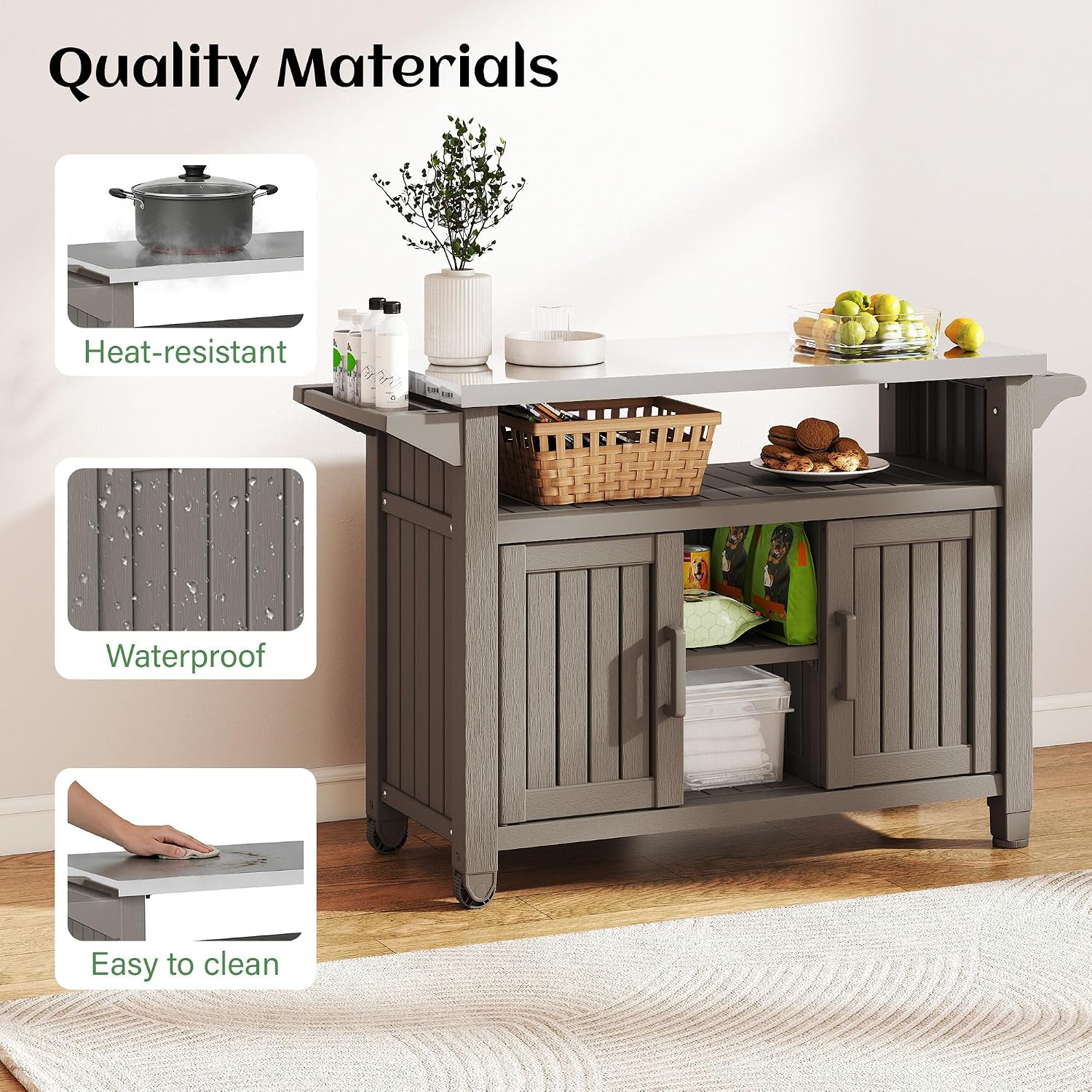 Wheeled Outdoor Grill Cart