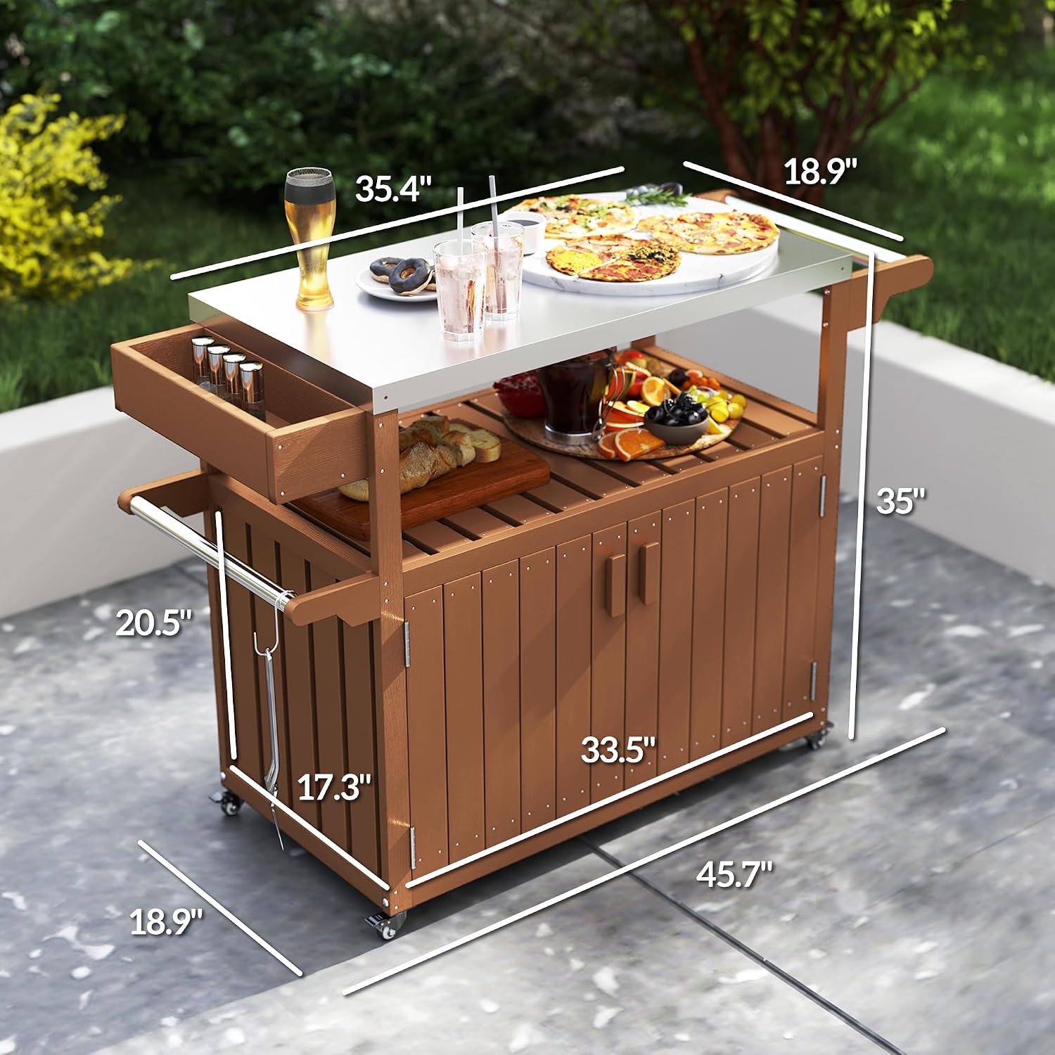 Wheeled Outdoor Bar Prep Cart