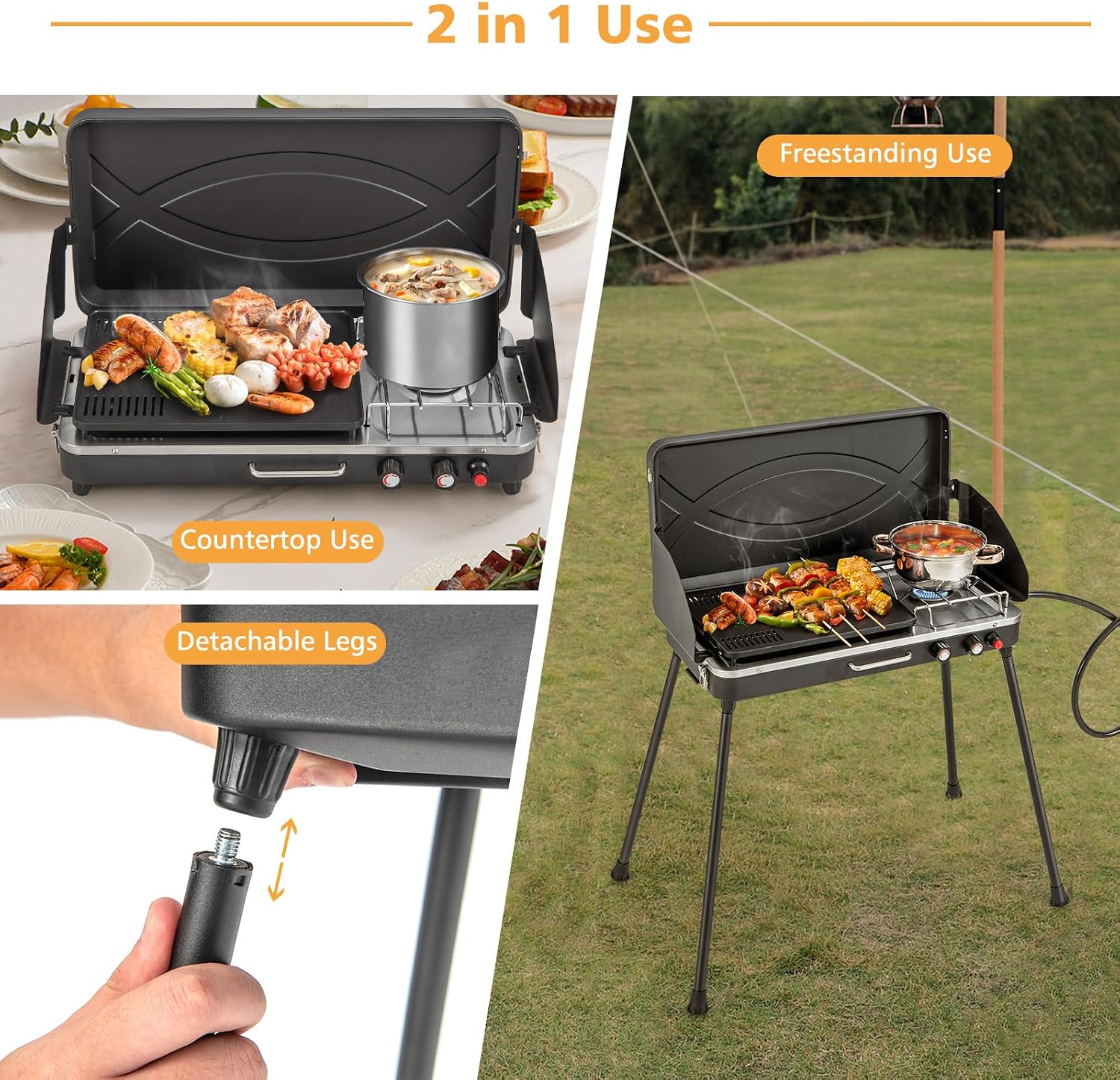 2-in-1 Portable Propane Grill