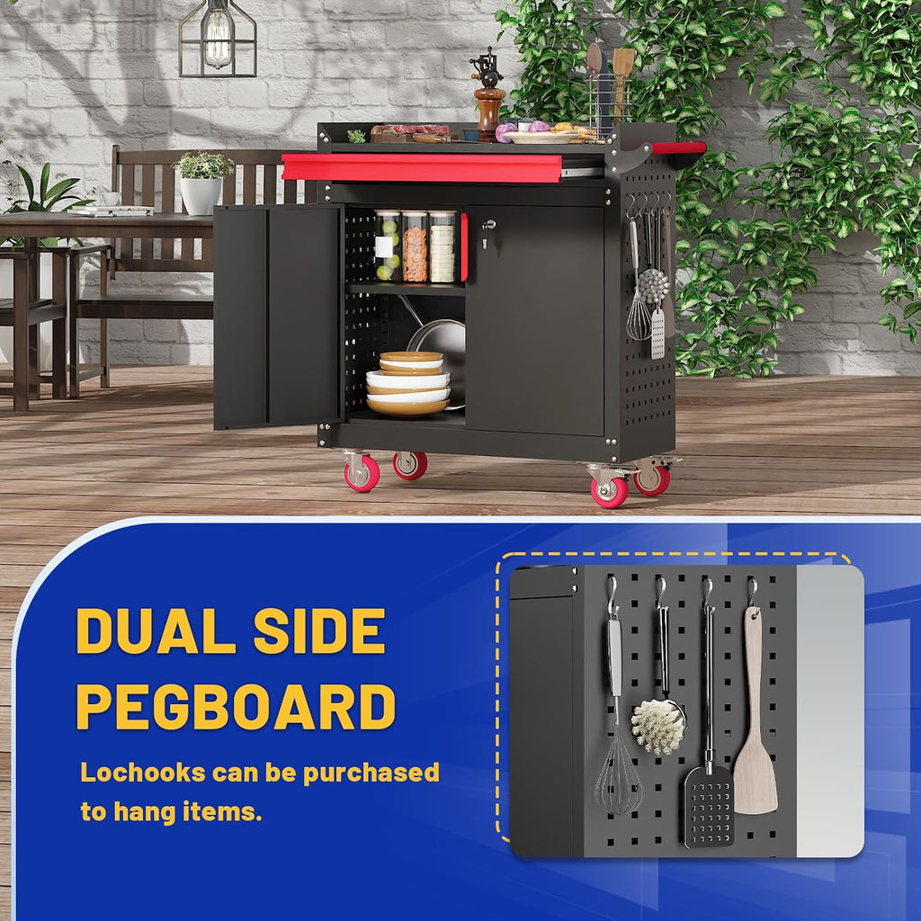 Rolling Outdoor BBQ Grill Cart
