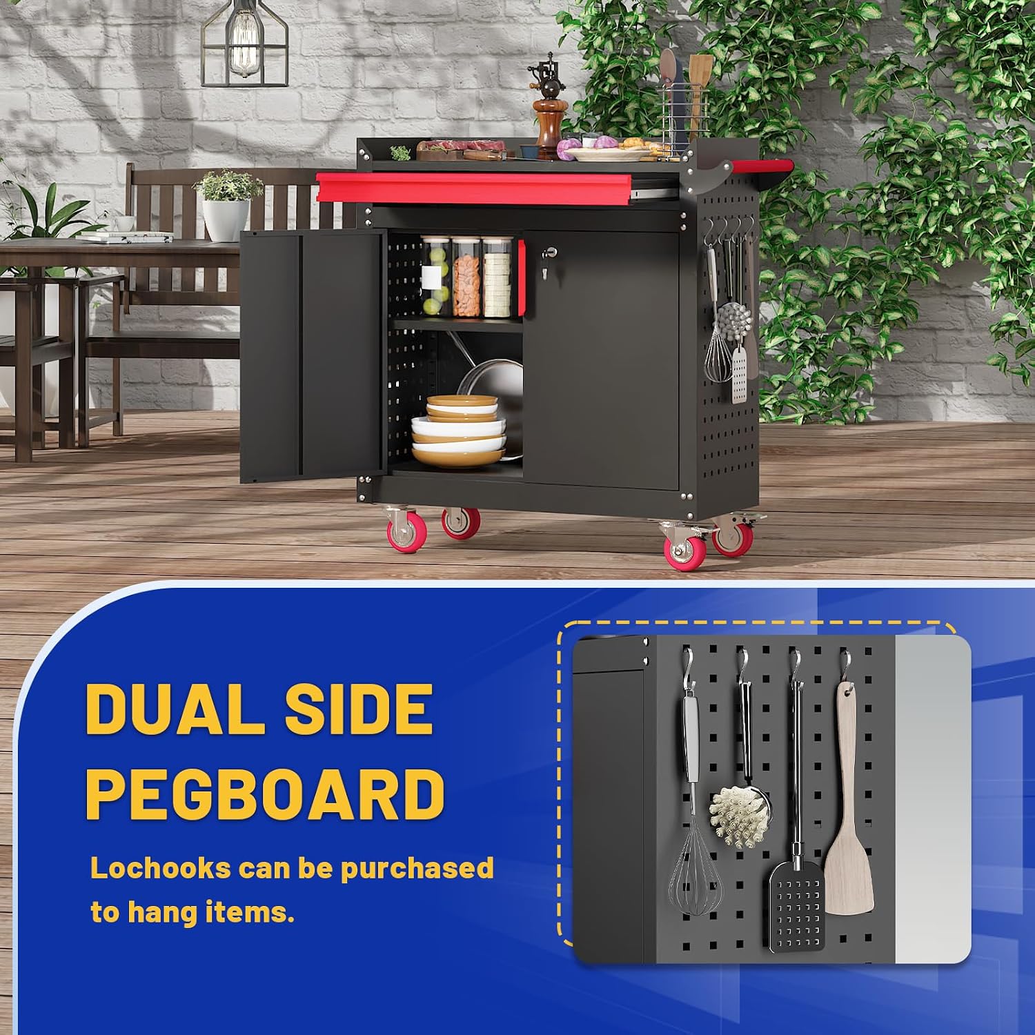 Rolling Outdoor BBQ Grill Cart
