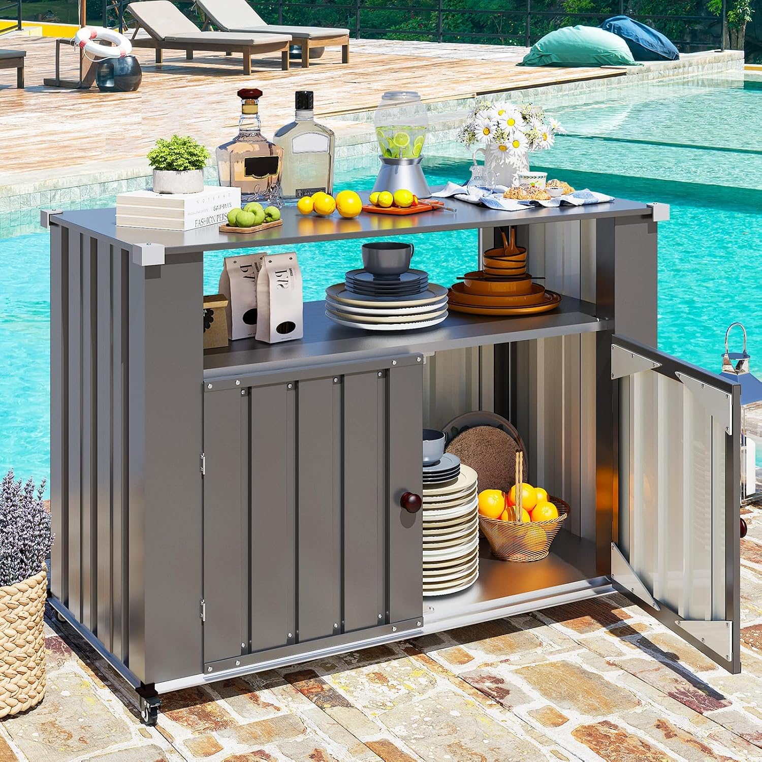 Rolling Outdoor Grill Table