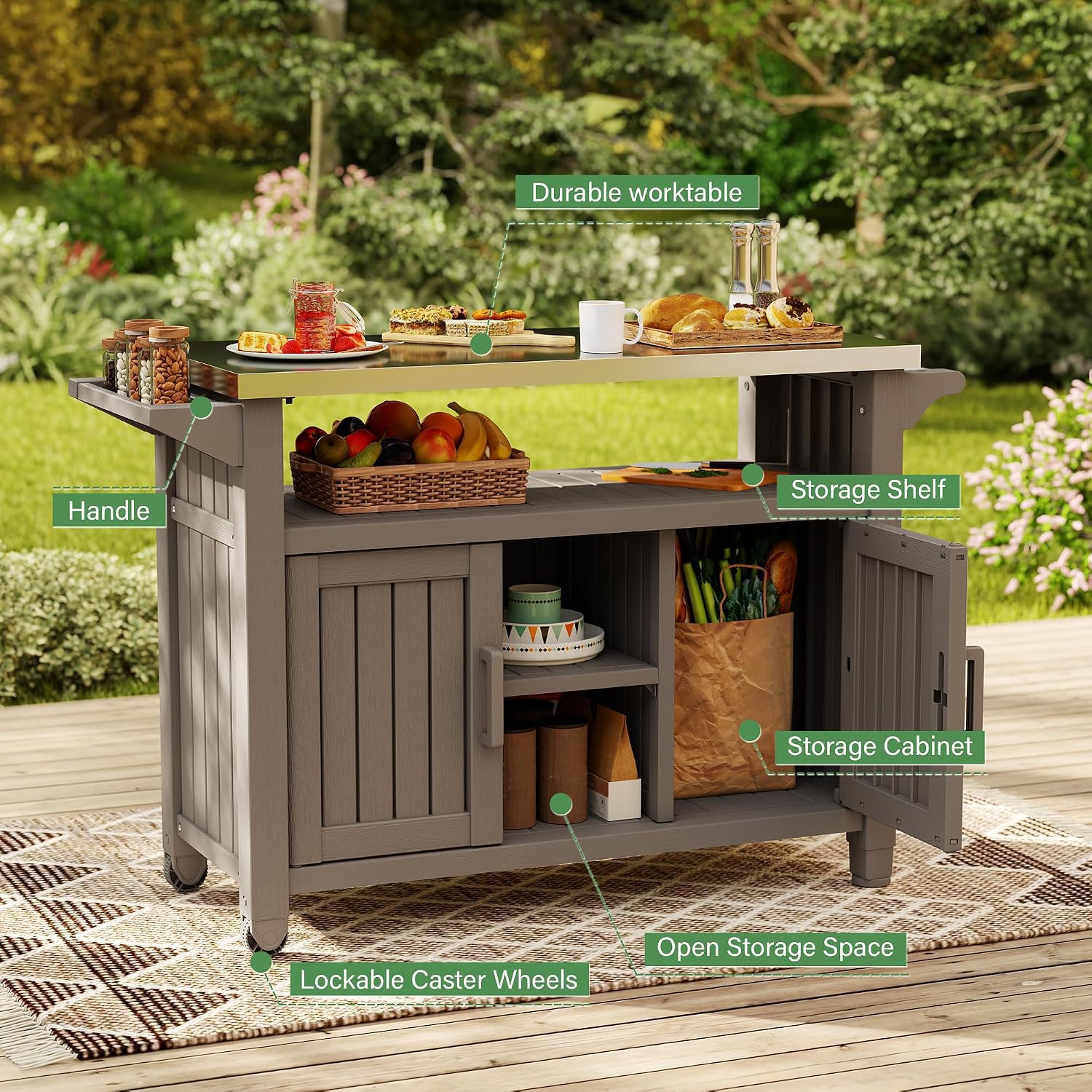 Wheeled Outdoor Grill Cart