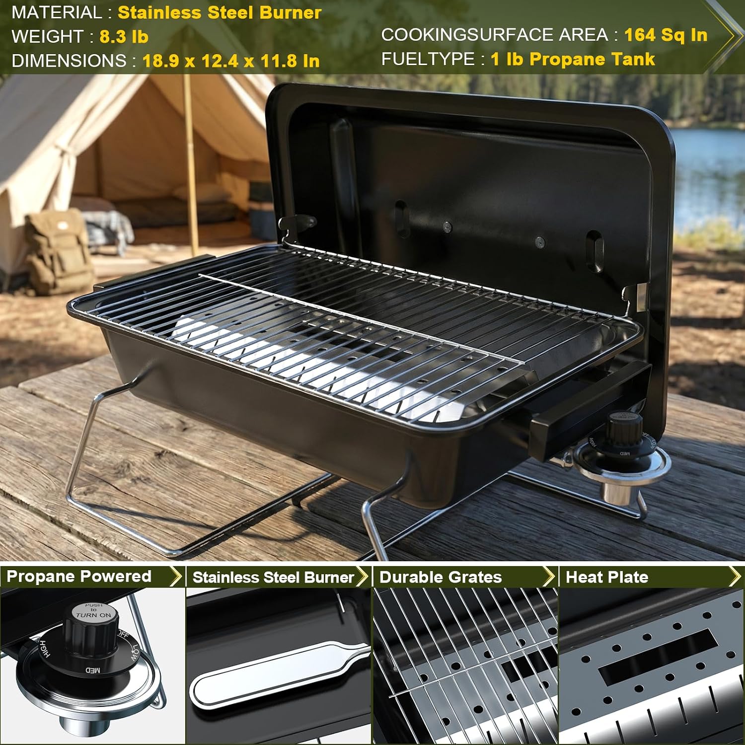 Portable Foldable Propane Grill