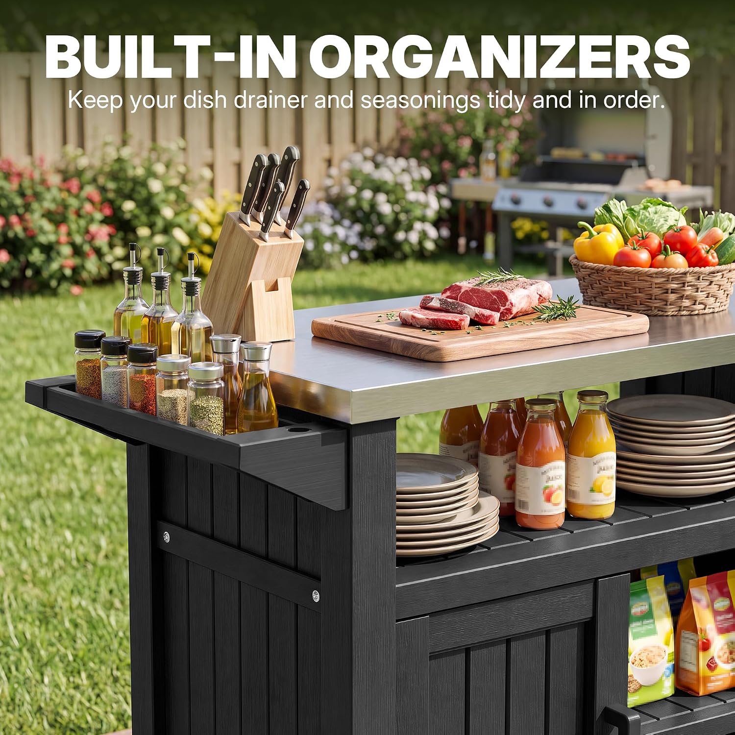 Rolling Outdoor BBQ Prep Cart