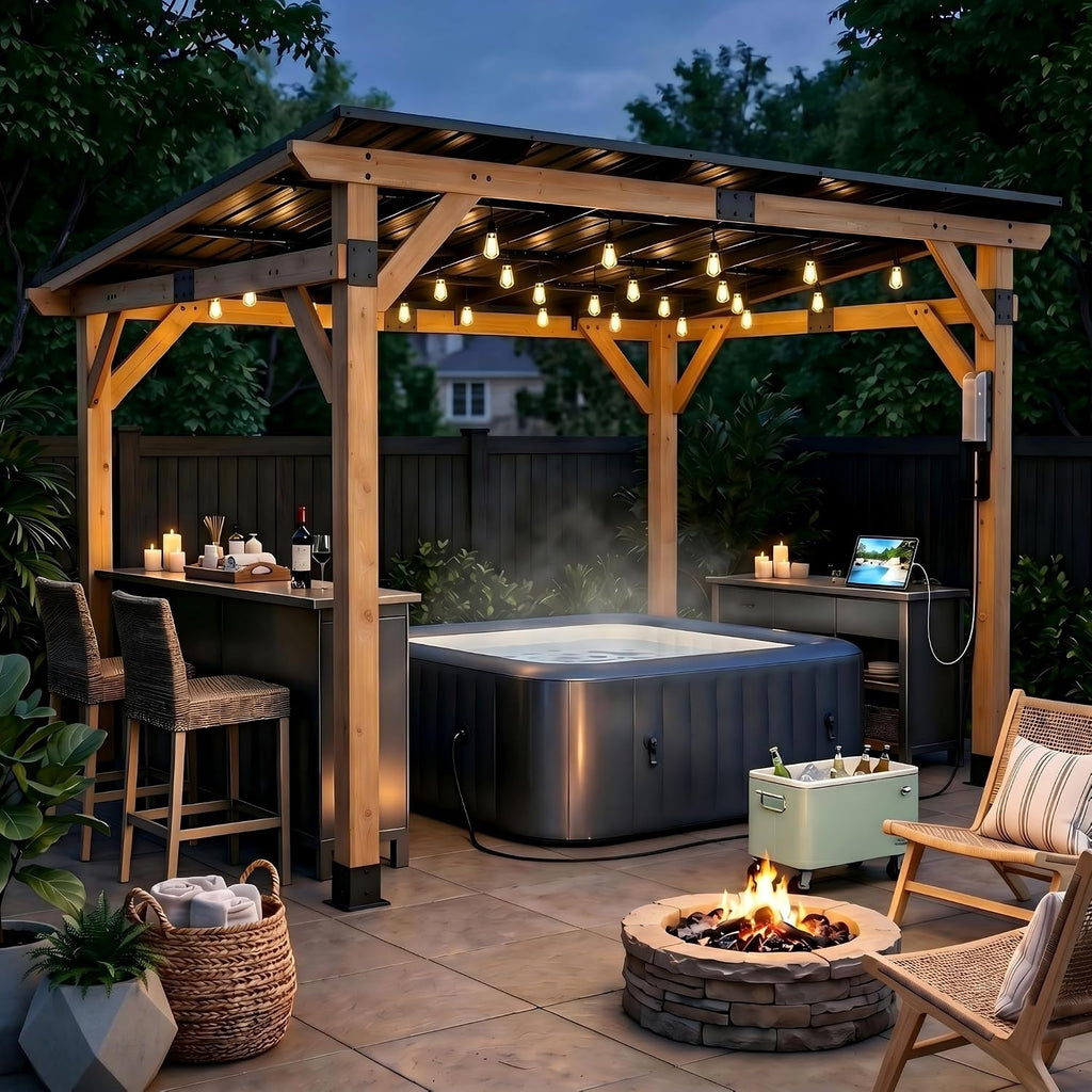 Cedar Wood Lean-to Patio Pergola