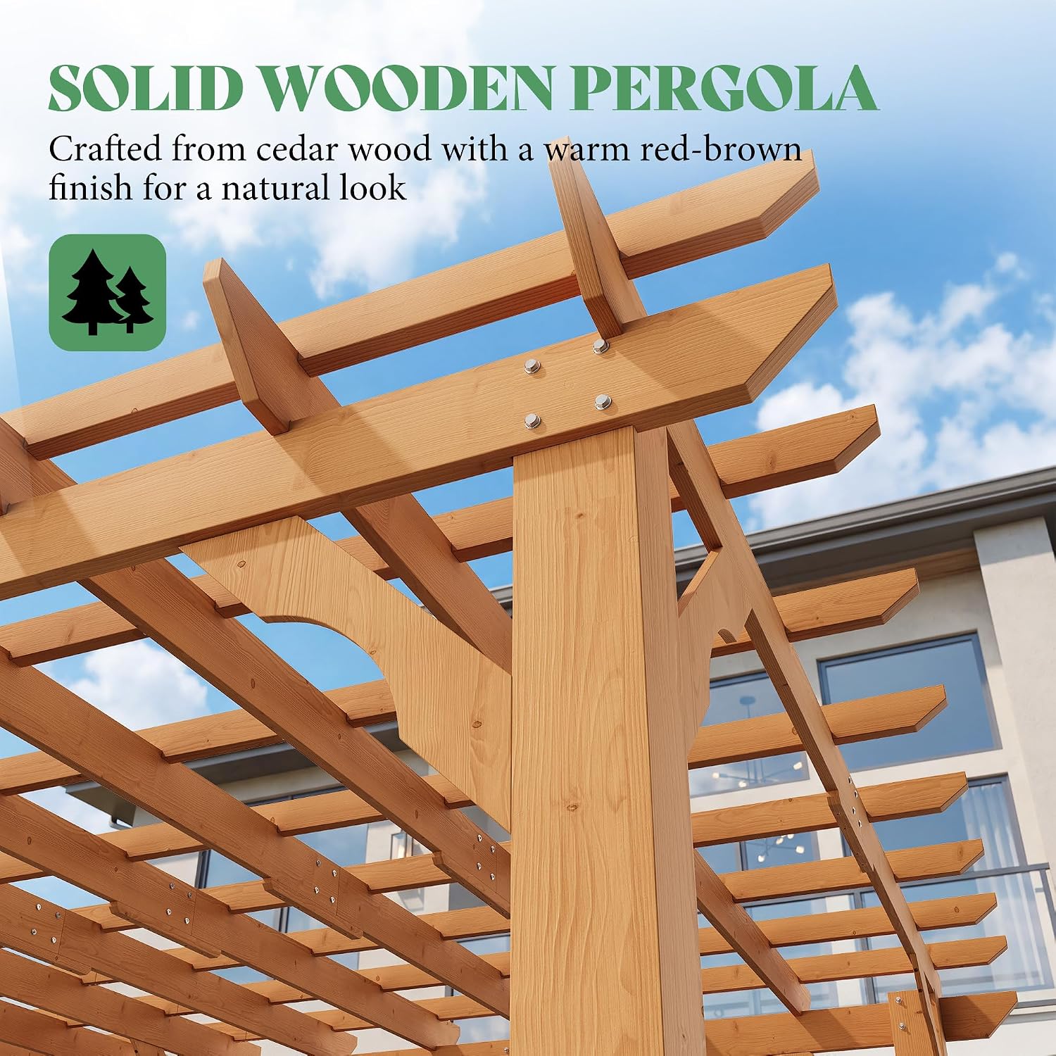 Cedar Wood Slatted Patio Pergola