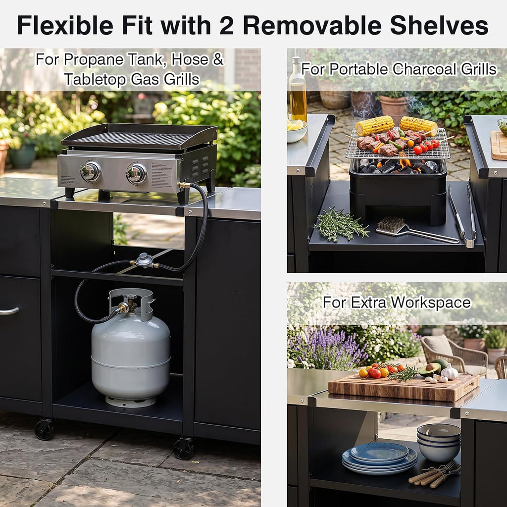 Outdoor BBQ Prep Station Table