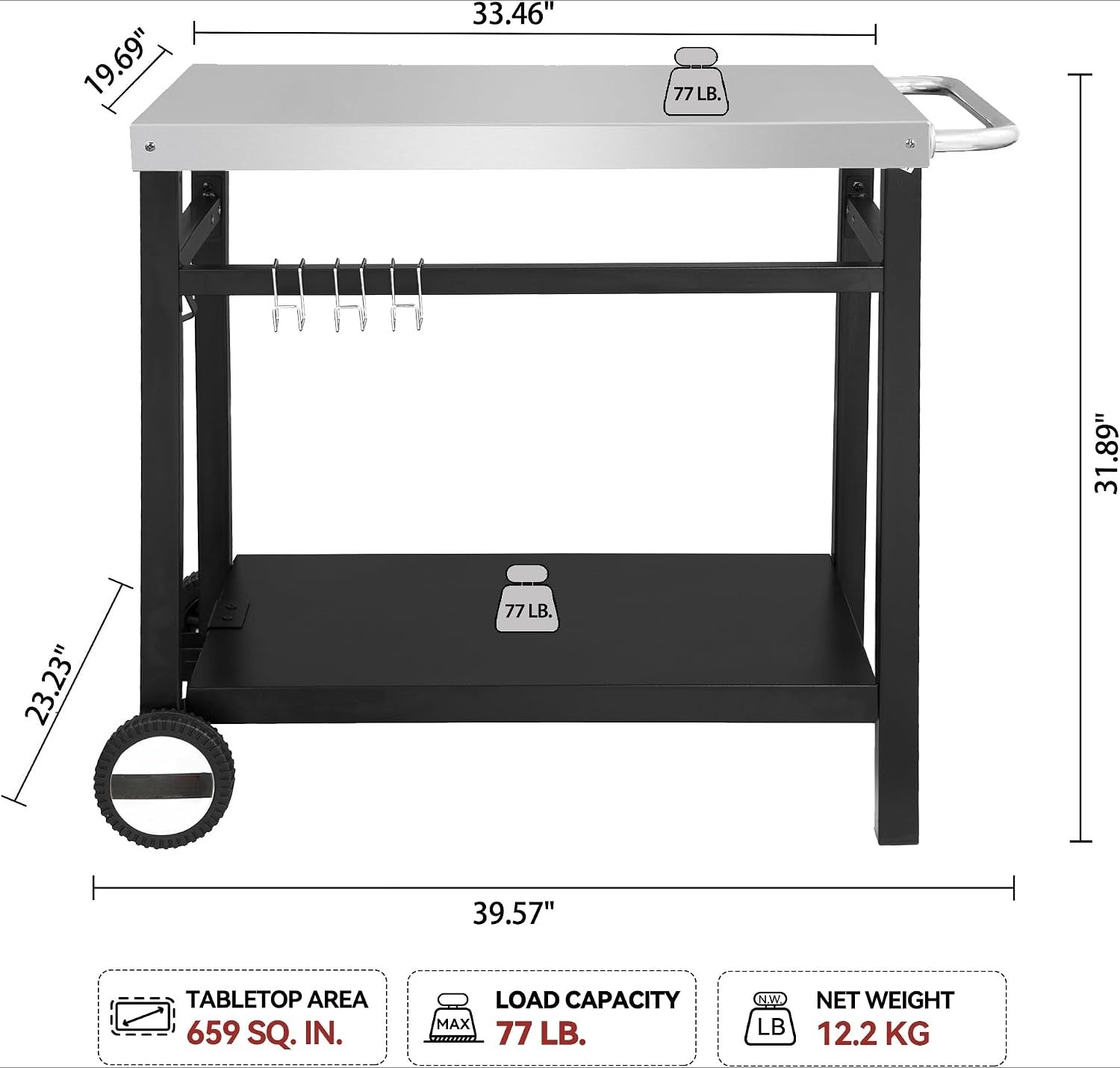Stainless Steel Mobile BBQ Grill Cart
