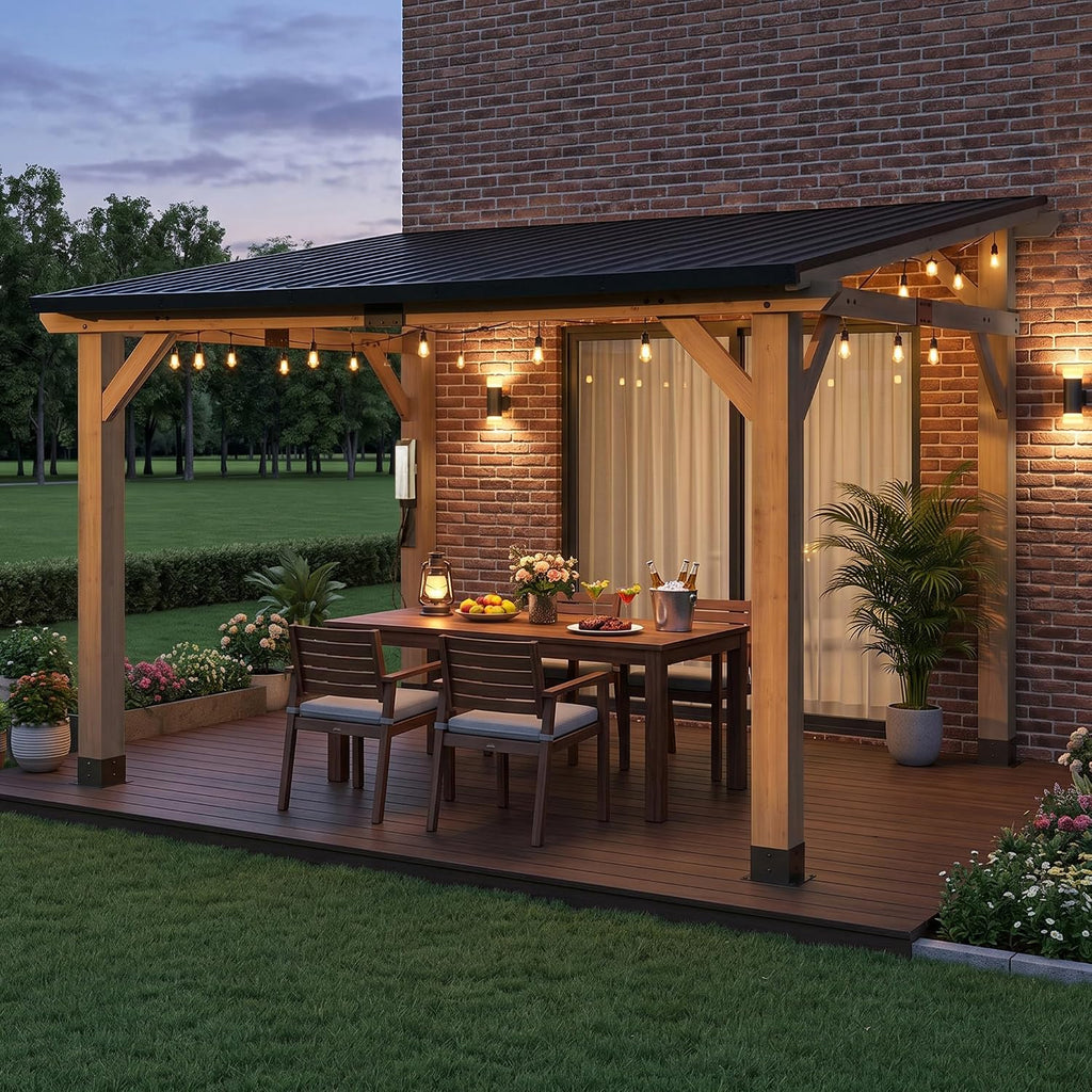 Cedar Wood Lean-to Patio Pergola