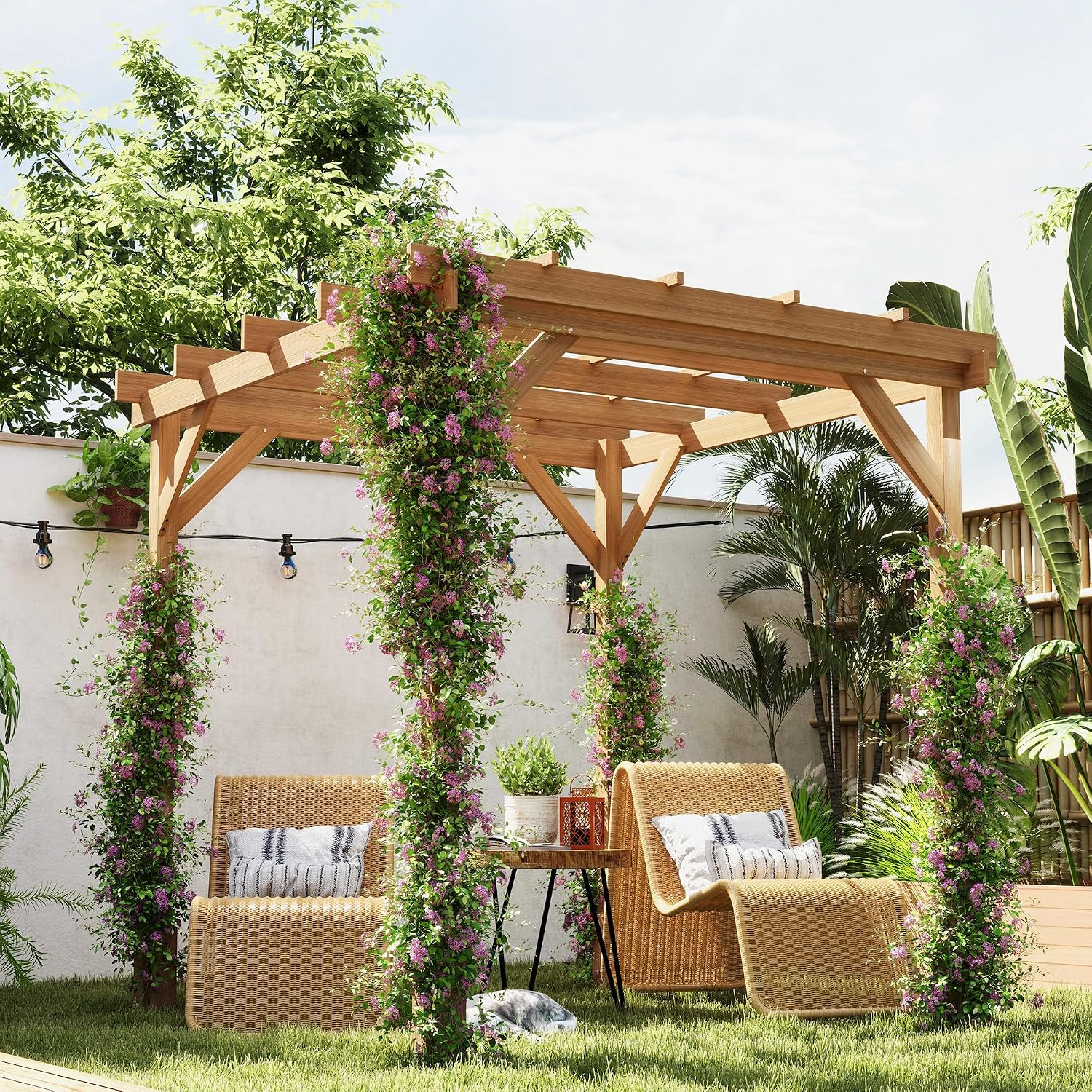 Wood Plant Trellis Garden Pergola
