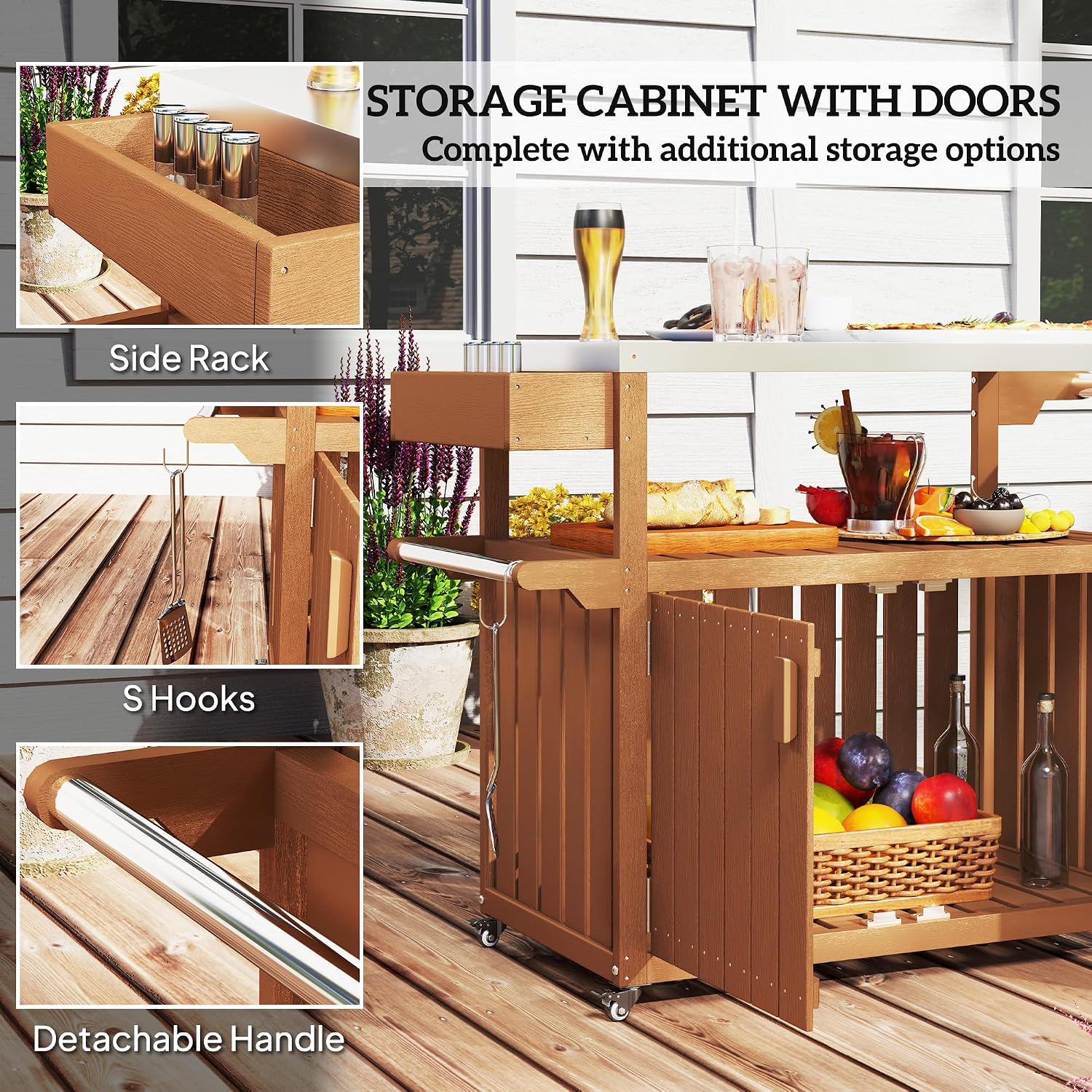 Wheeled Outdoor Bar Prep Cart