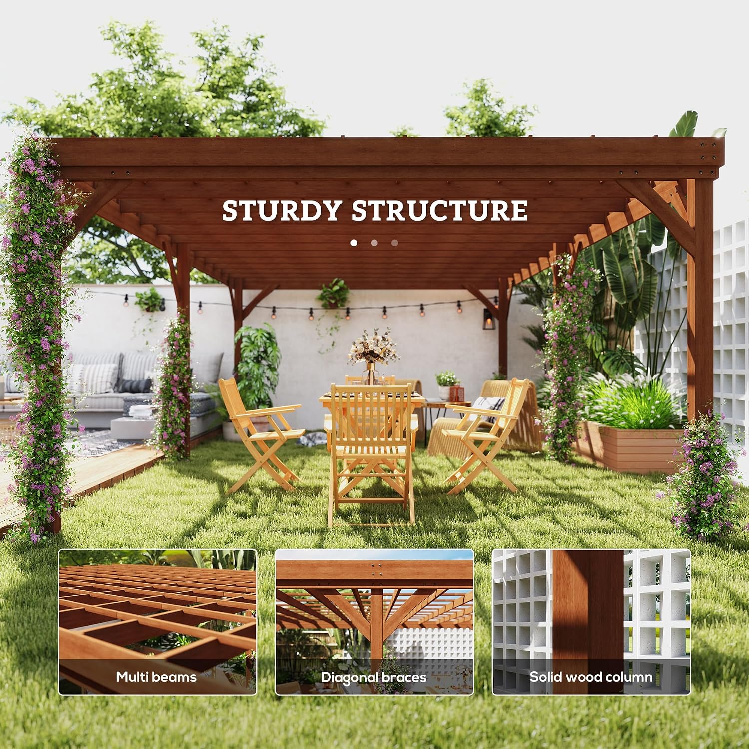Wood Patio Garden Plant Pergola