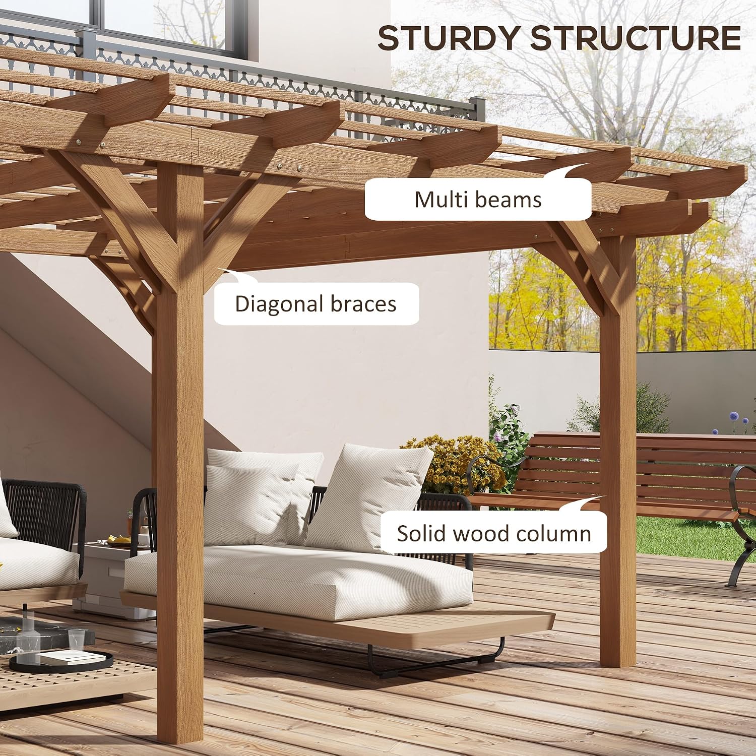 Wood Outdoor Patio Garden Pergola