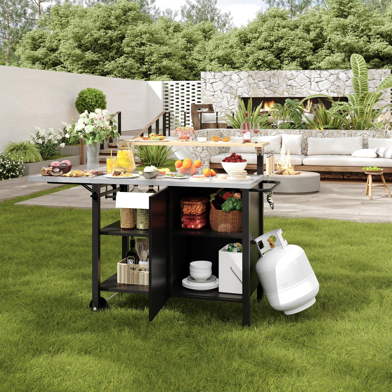 Rolling Stainless Steel BBQ Prep Cart