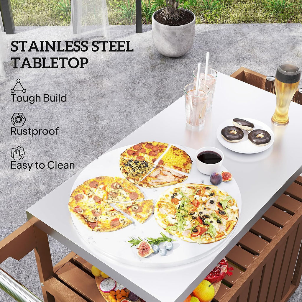 Wheeled Outdoor Bar Prep Cart