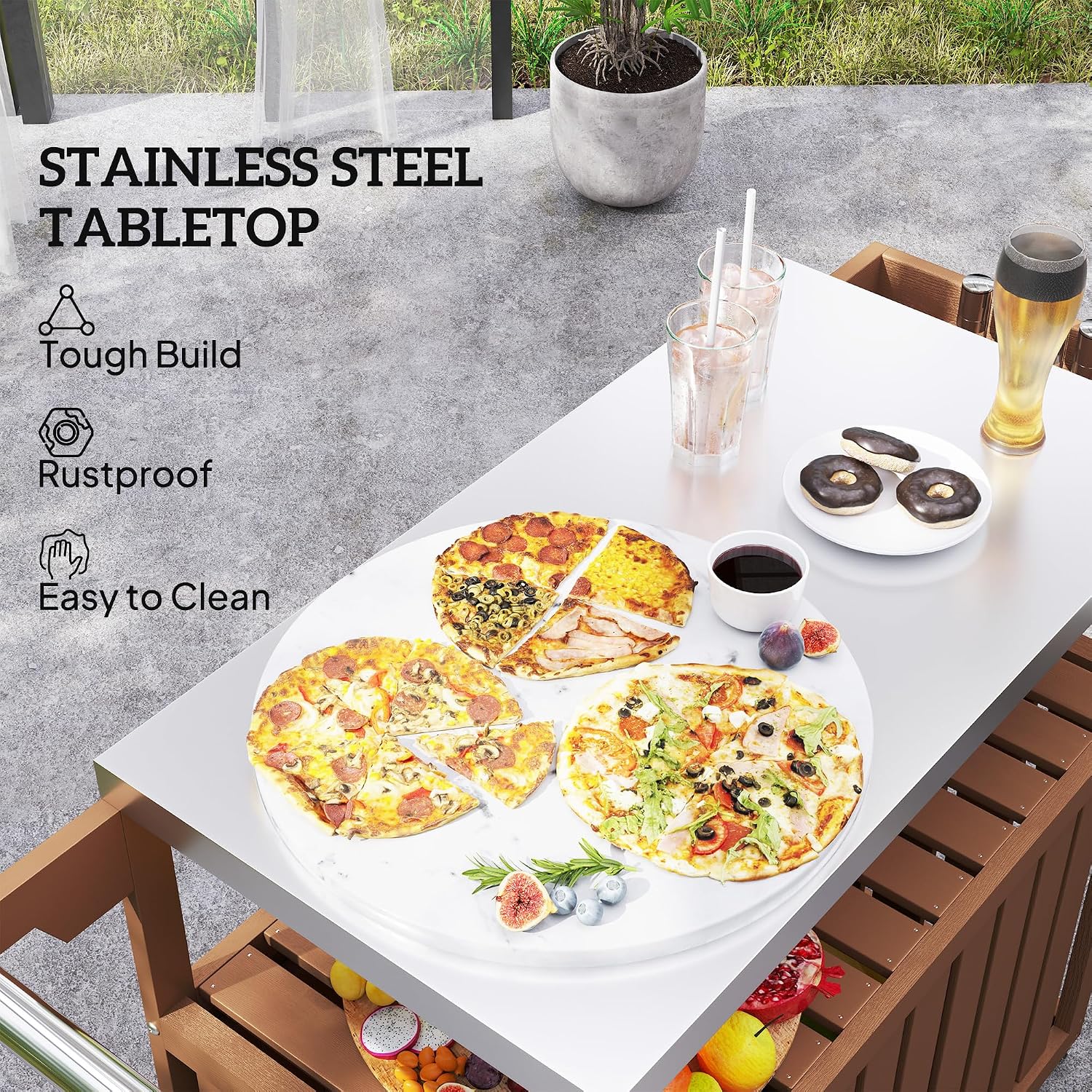 Wheeled Outdoor Bar Prep Cart