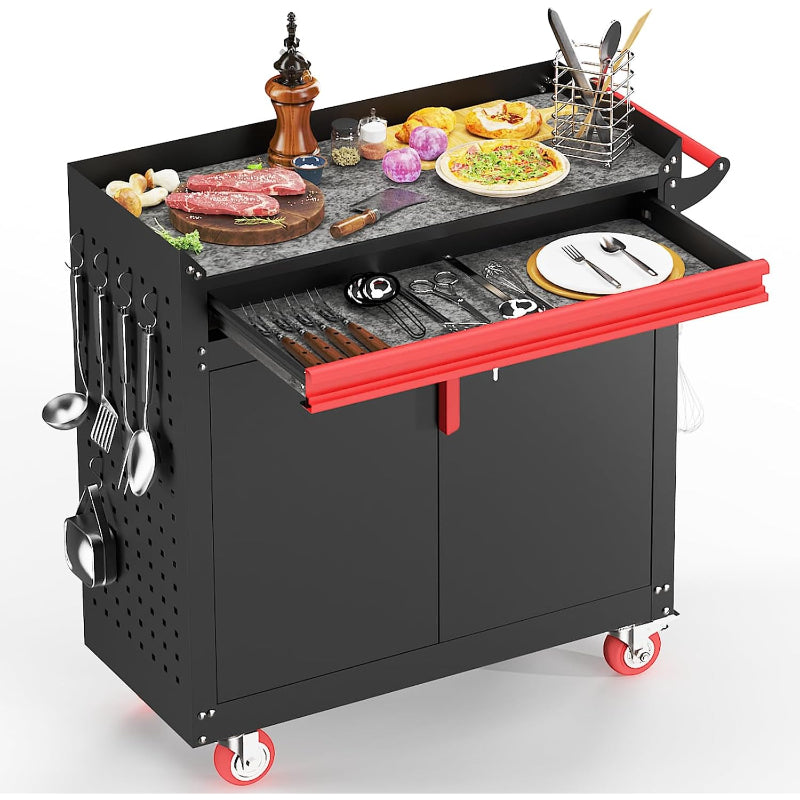 Rolling Outdoor BBQ Grill Cart