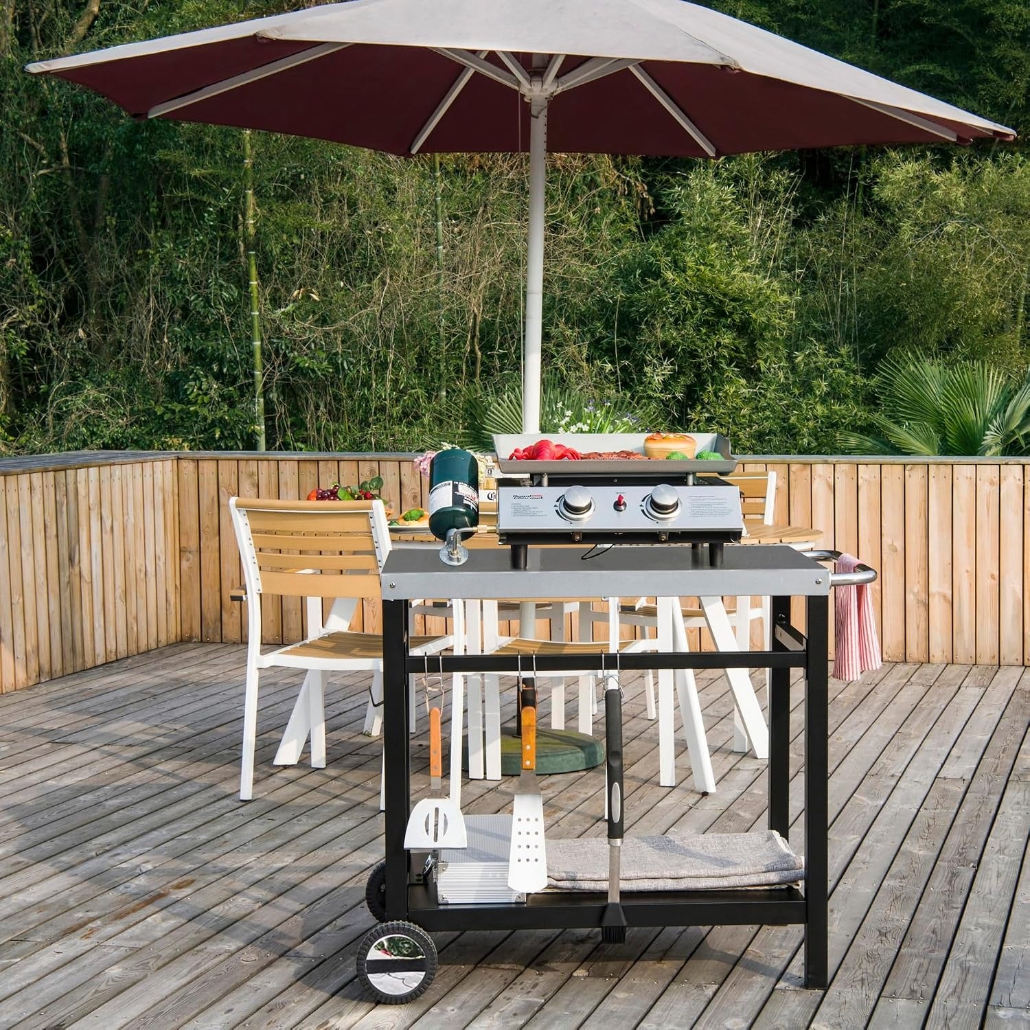 Stainless Steel Mobile BBQ Grill Cart